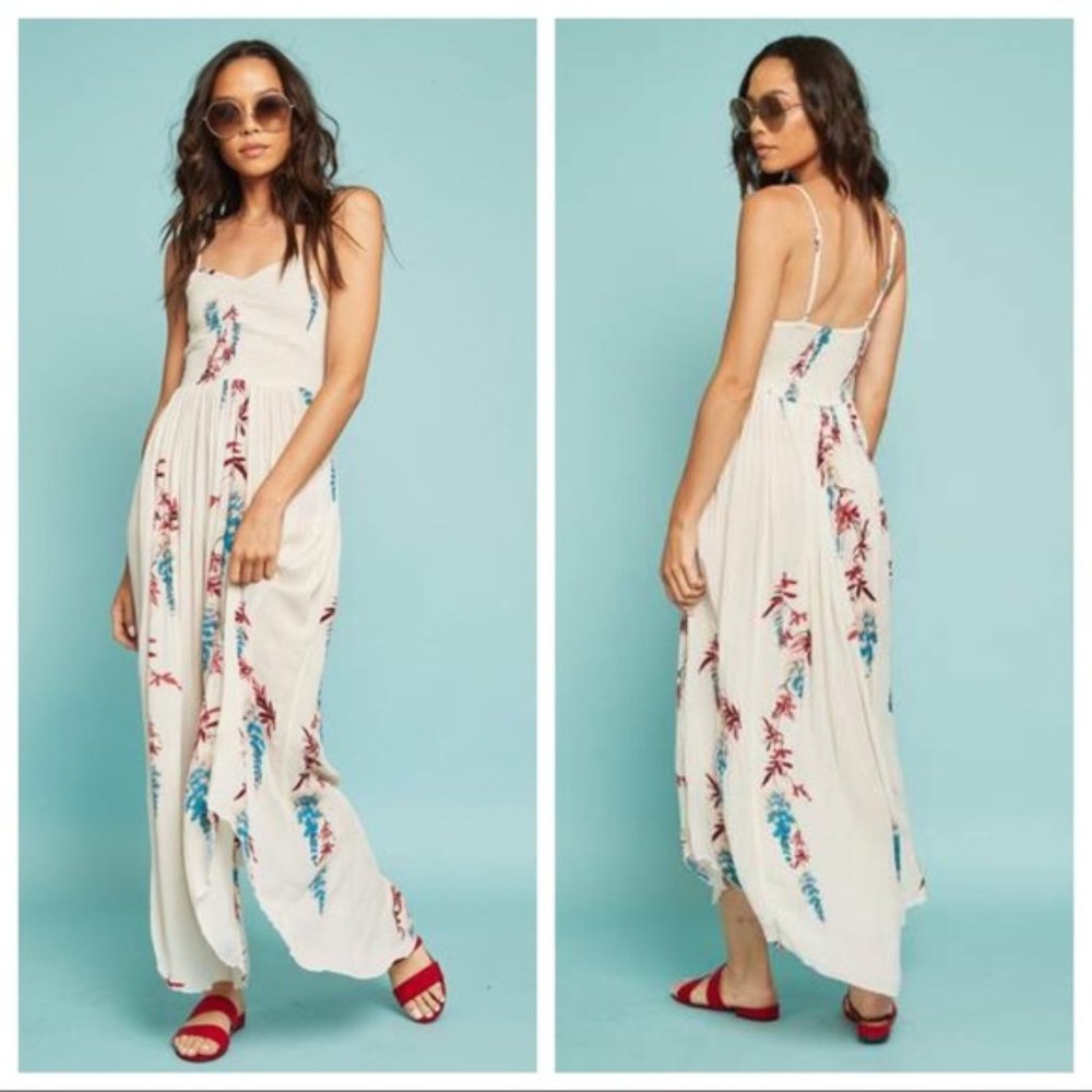 Free People Beau Smocked Printed Slip Dress